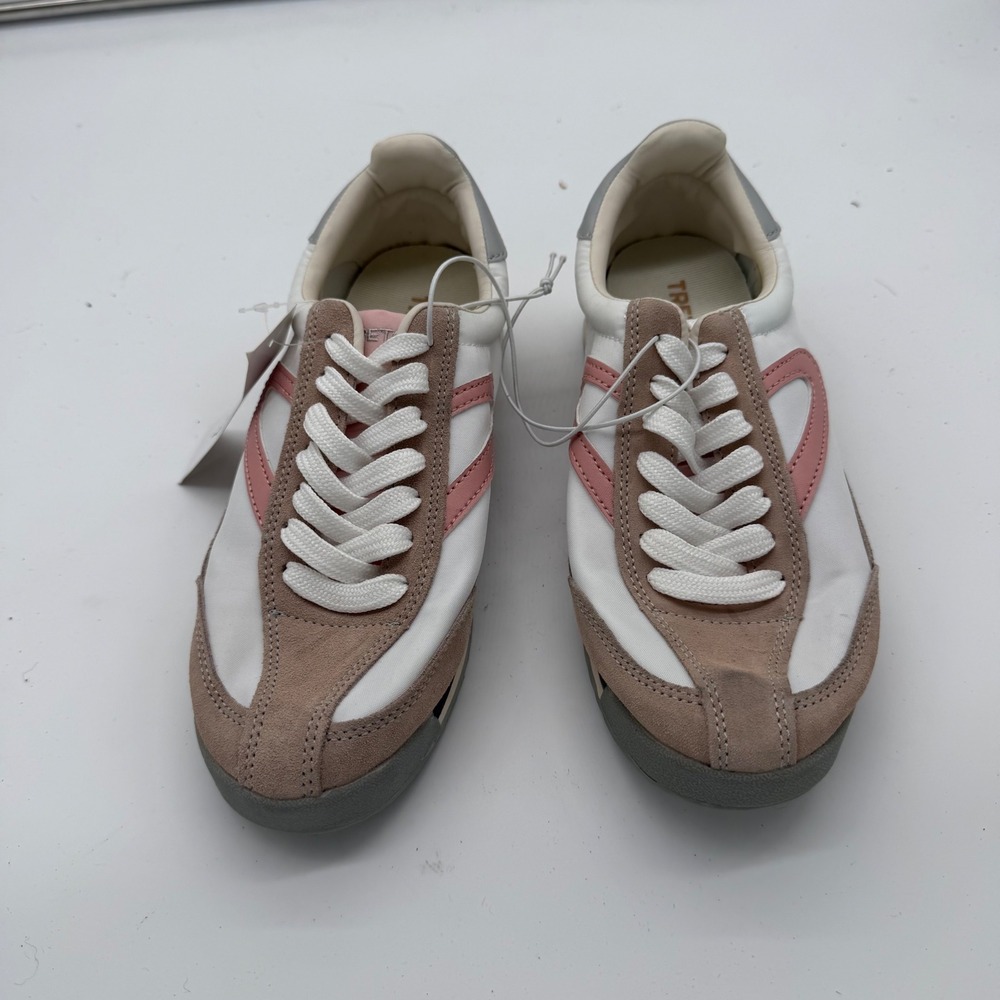 Tretorn Rawlins Womens Sneakers White Blush Pink Tan Retro Trainers 7 1536041